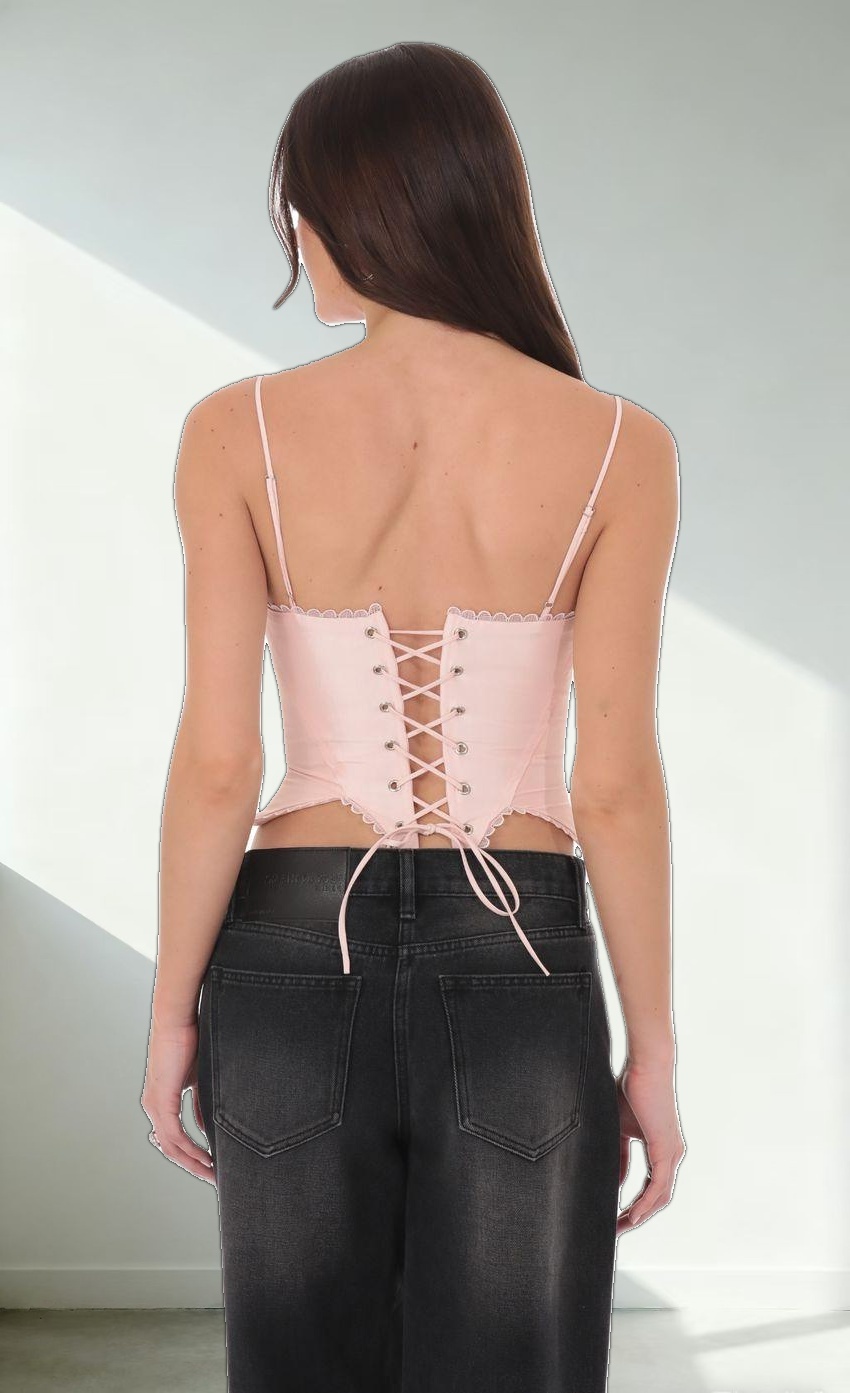 Trimmed Corset Top in Pink