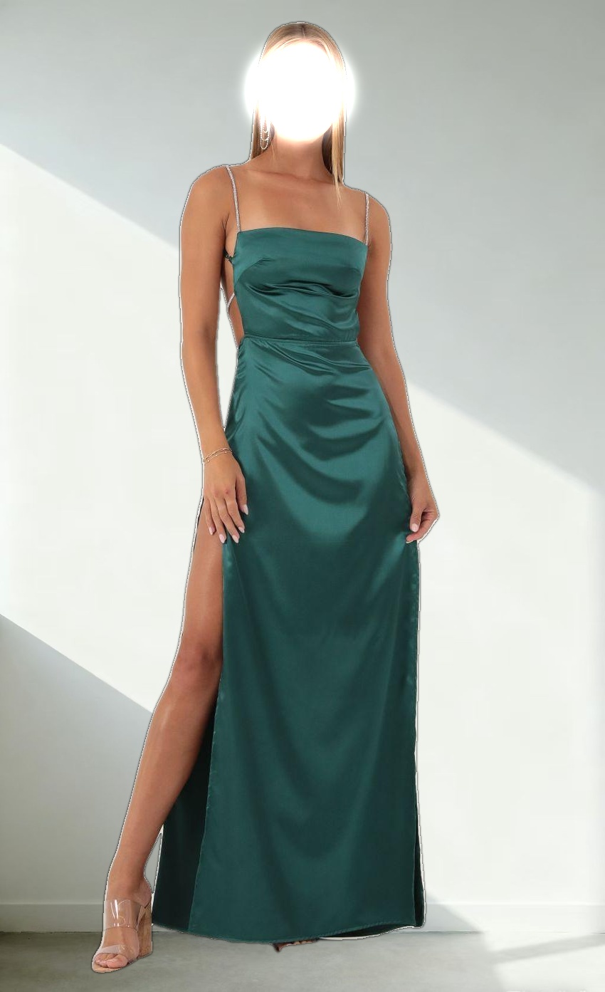 Rhinestone Maxi Dress in Green
