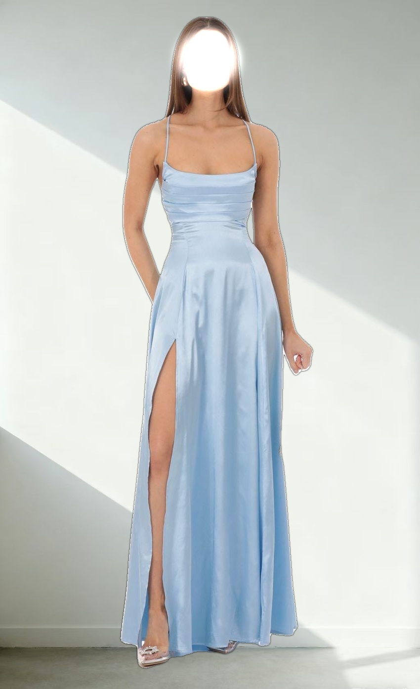Pleated Maxi Dress in Light Blue