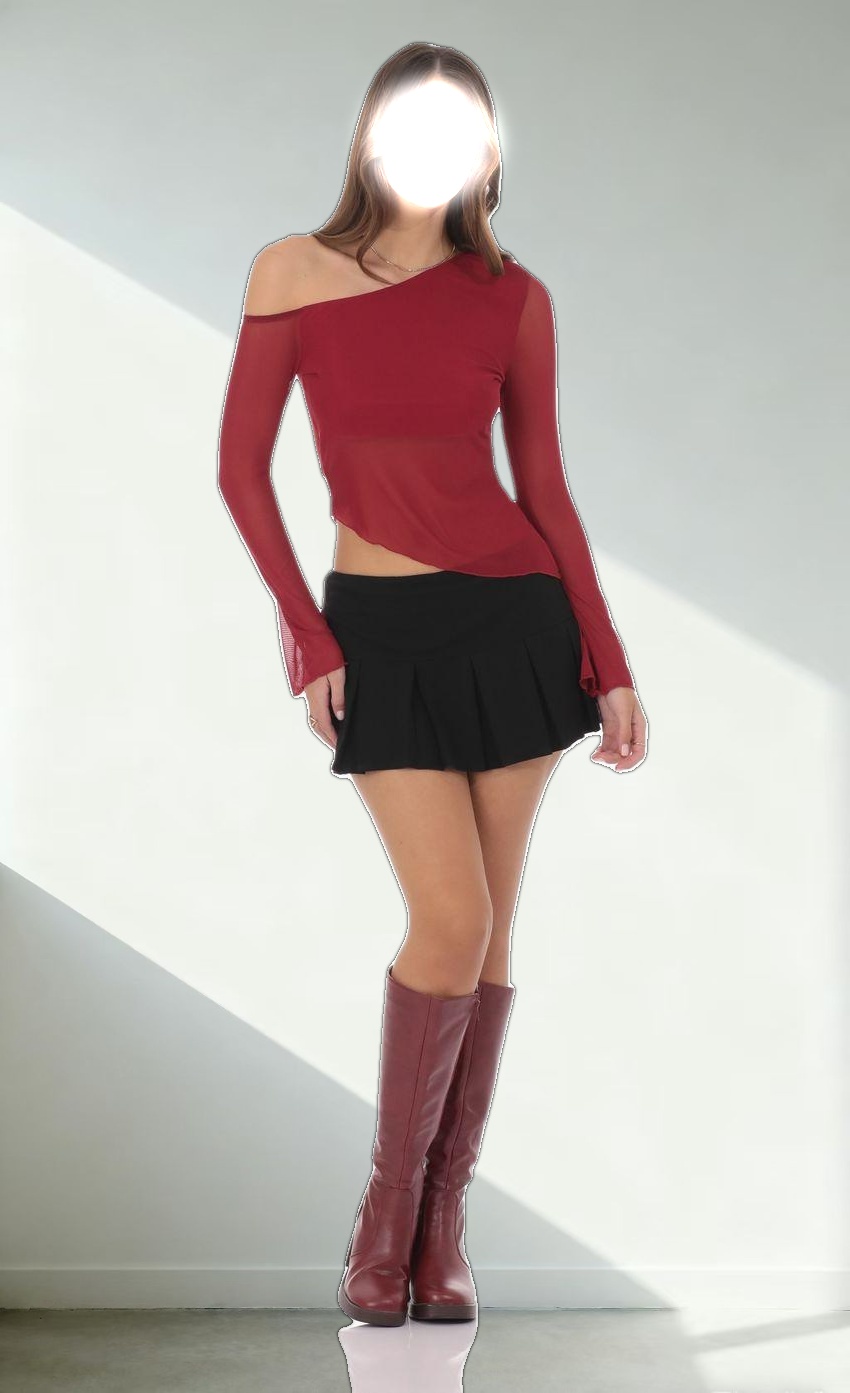 Asymmetrical Off Shoulder Top in Red