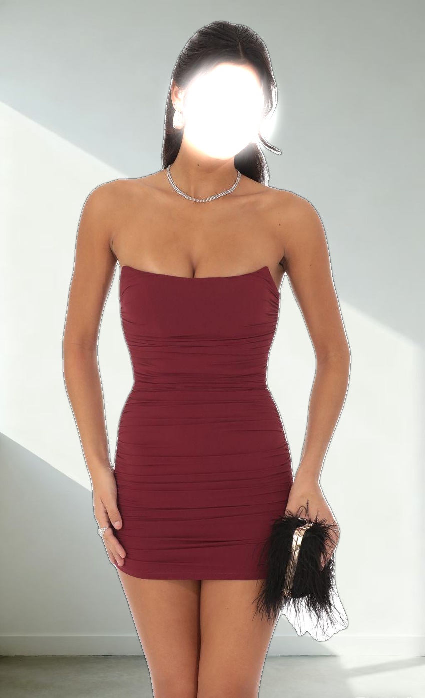 Corset Bodycon Dress in Burgundy