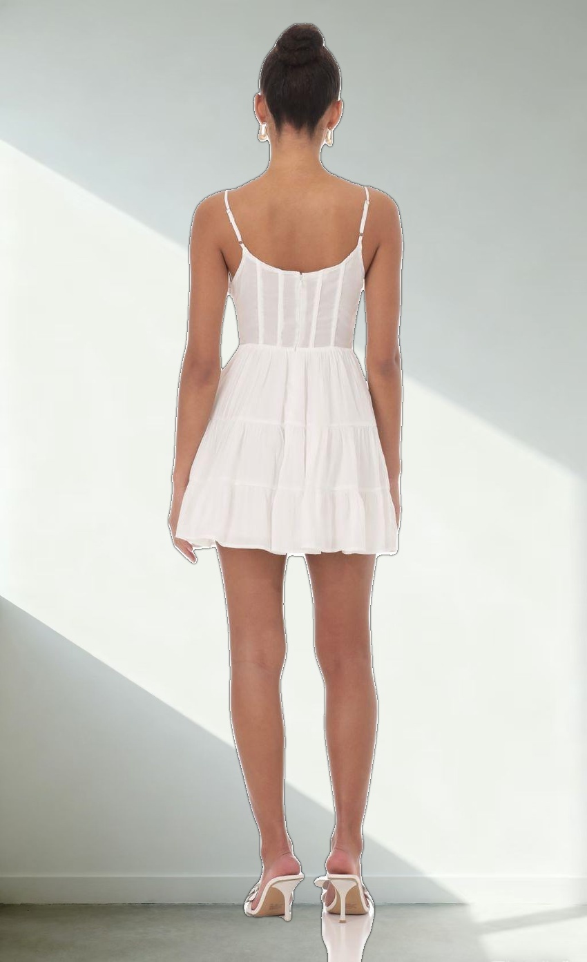 Corset A-line Dress in White
