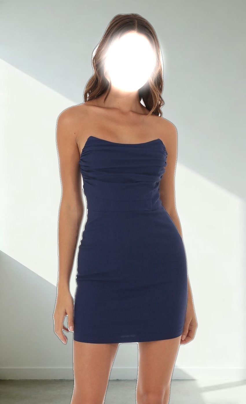 Elkin Corset Strapless Dress in Navy