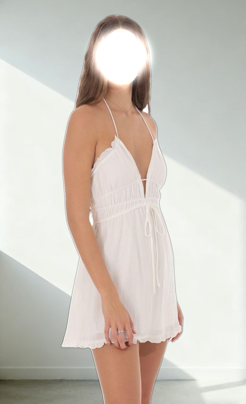 Halter Open Back Dress in White