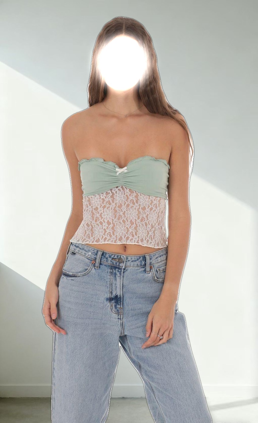 Strapless Lace Top in Sage