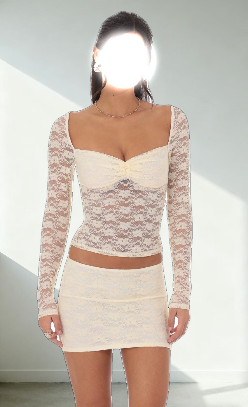 Sheer Lace Top in Pastel Yellow