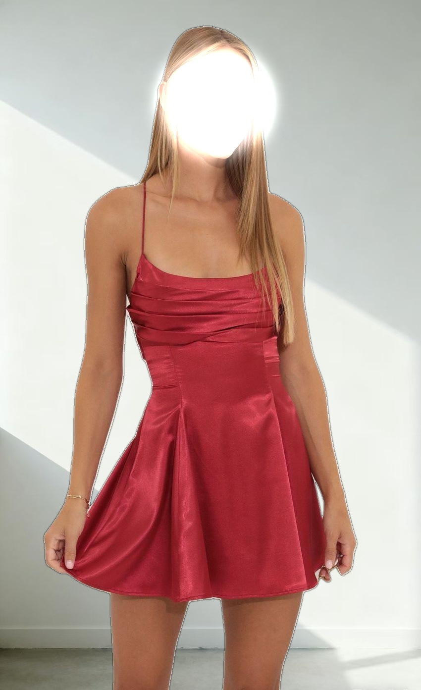 Draped A-Line Dress in Red