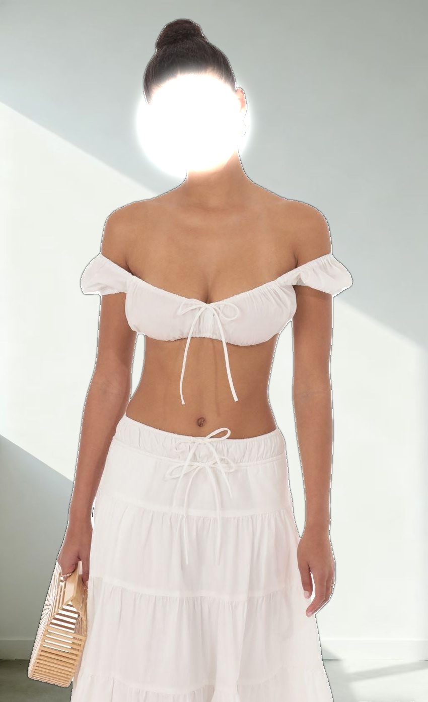 Off Shoulder Crop Top in White