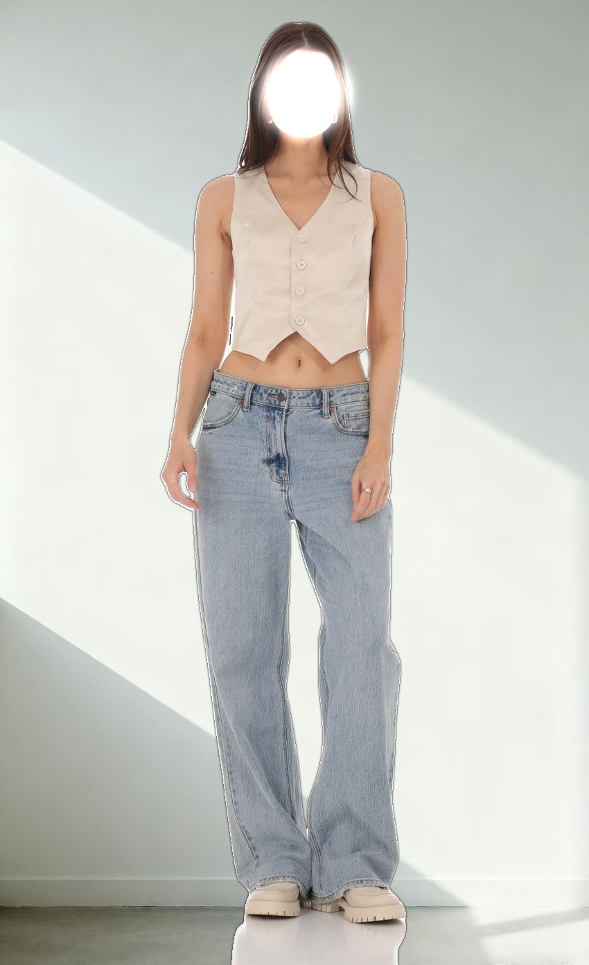 Satin Button Vest Top in Cream