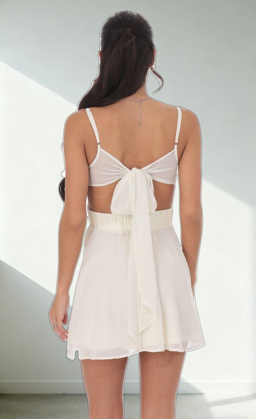 Cutout Fit and Flare Dress in Ivory