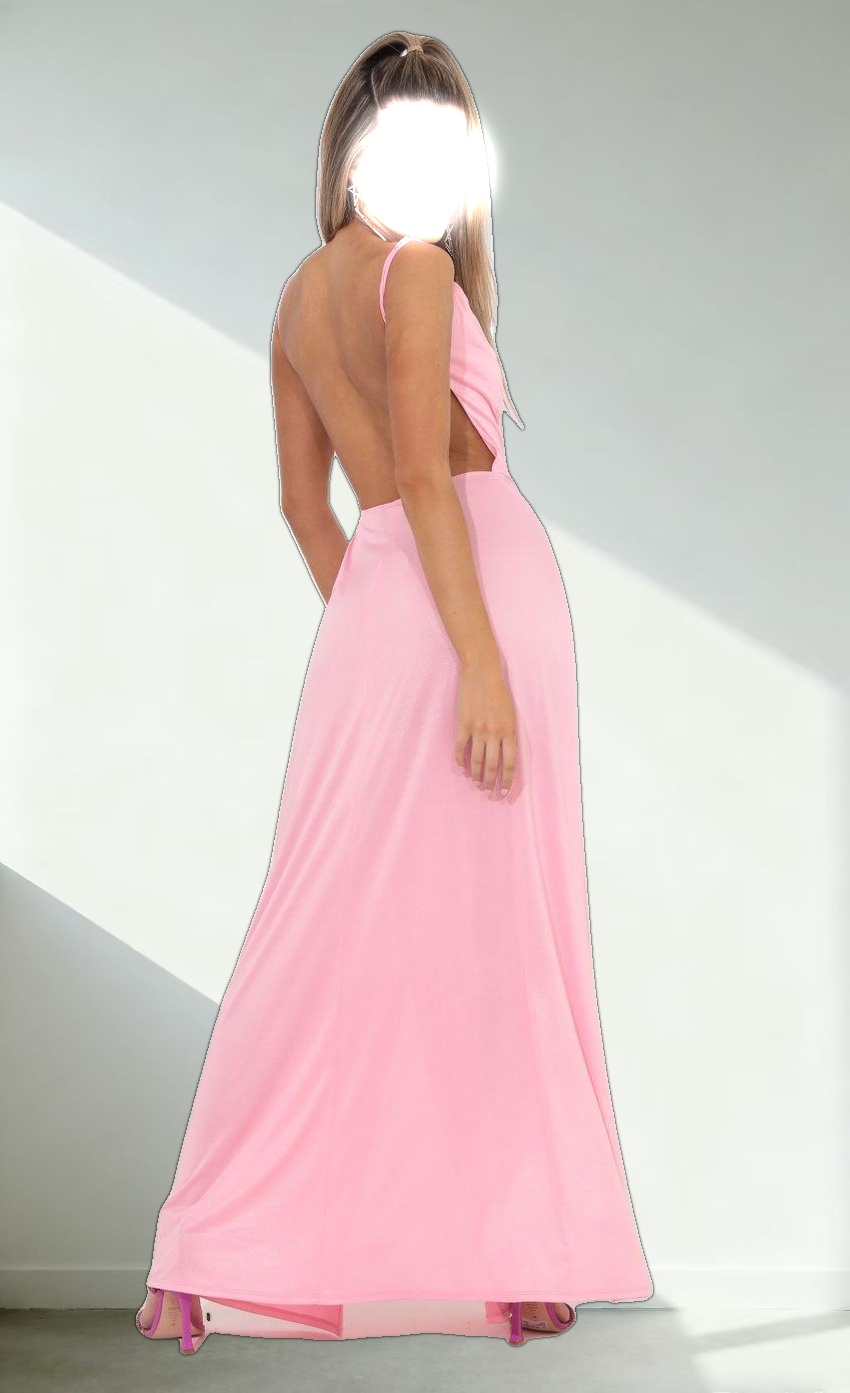 Metallic Maxi Dress in Pink Shimmer