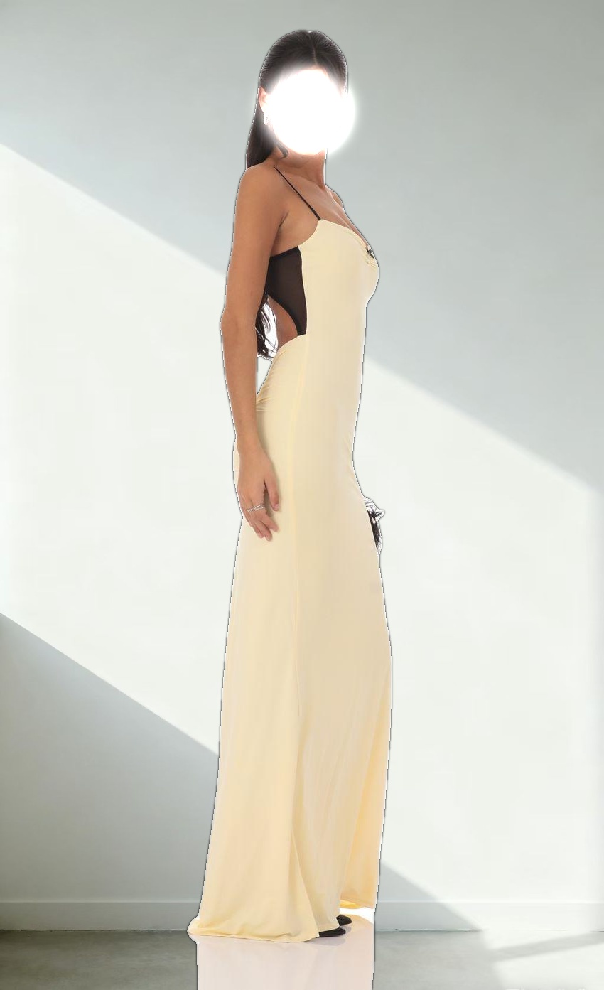 Open Back Two-Toned Maxi Dress in Yellow