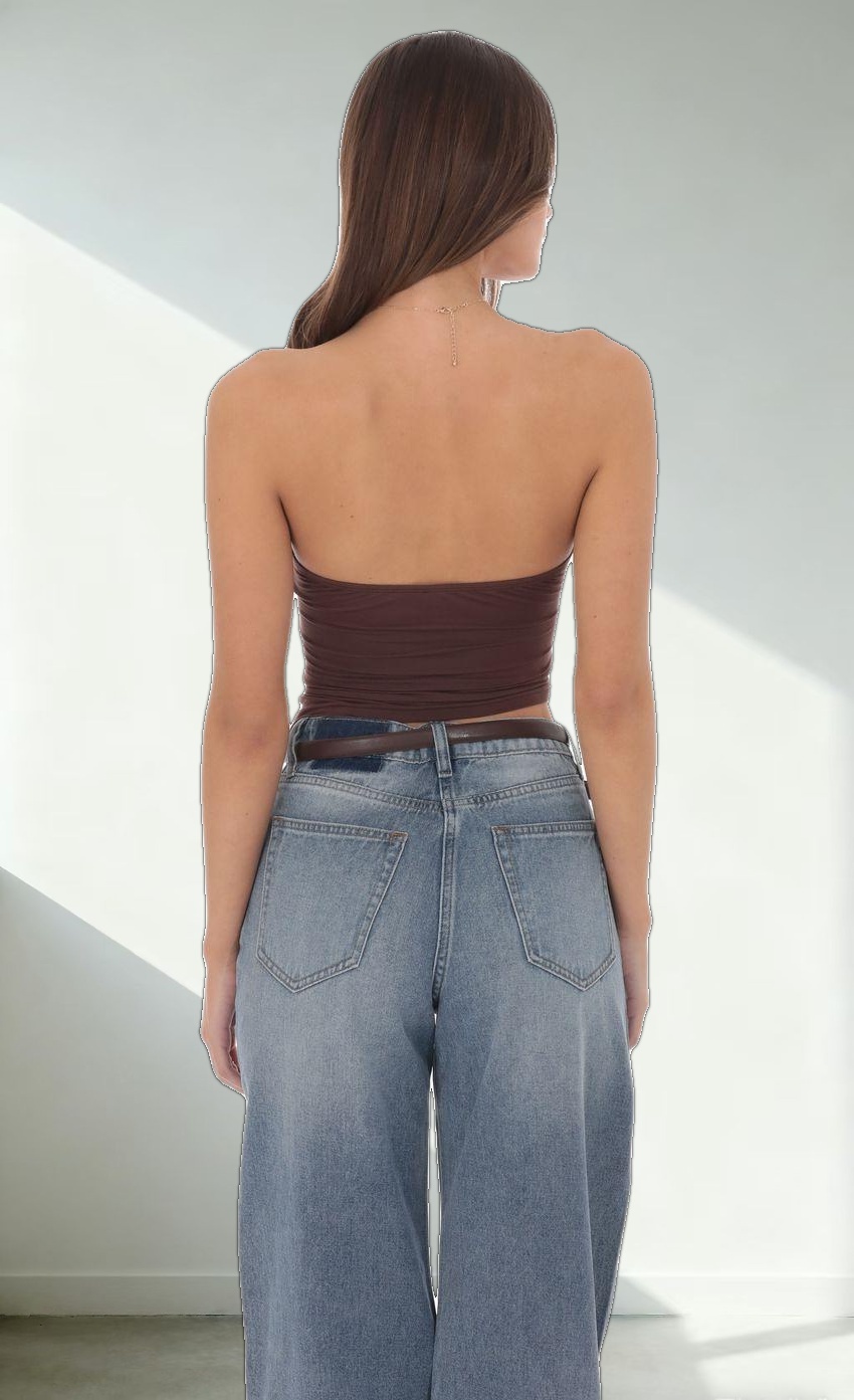 Cutout Twist Top in Brown