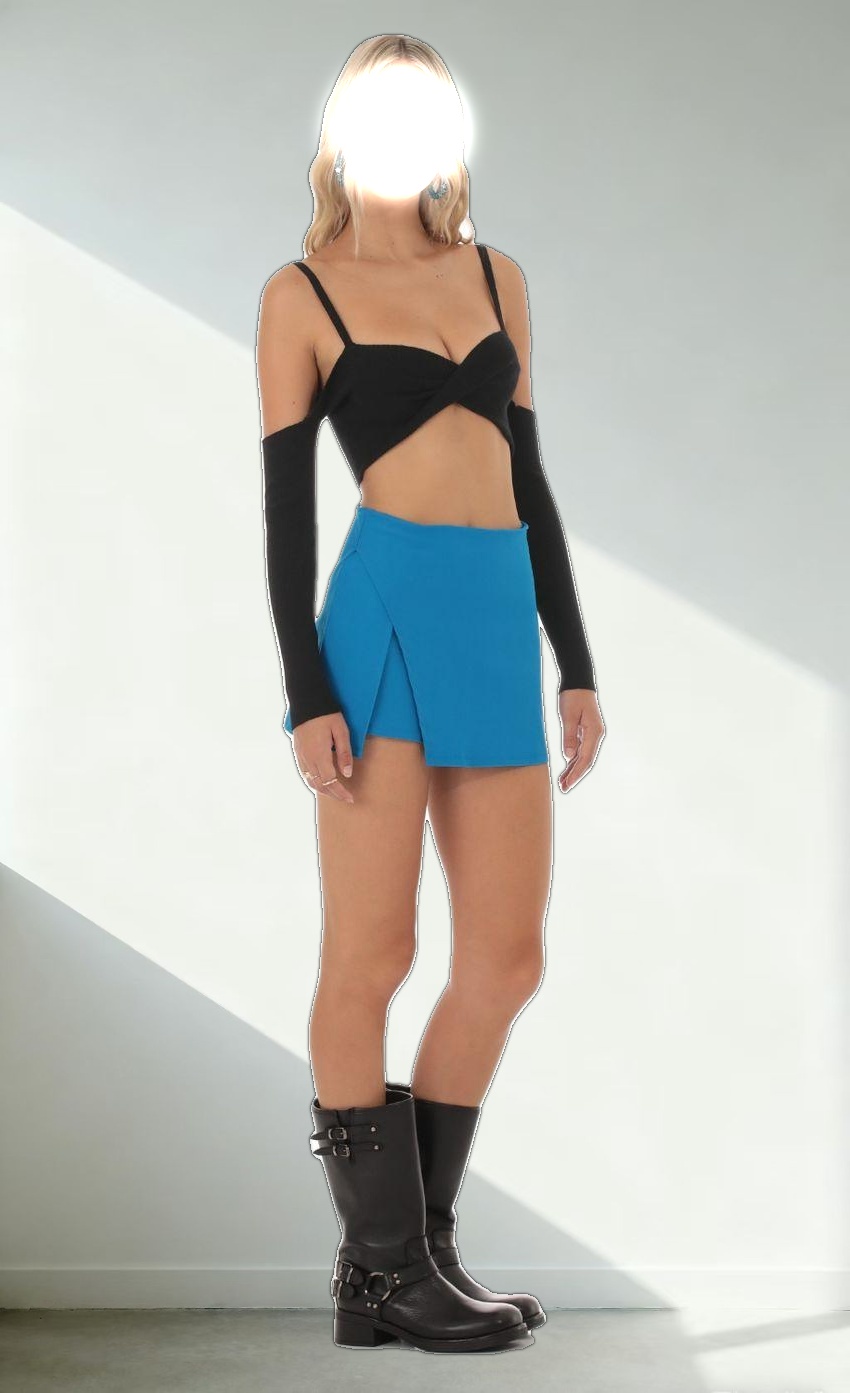 Side Slit Skort in Blue