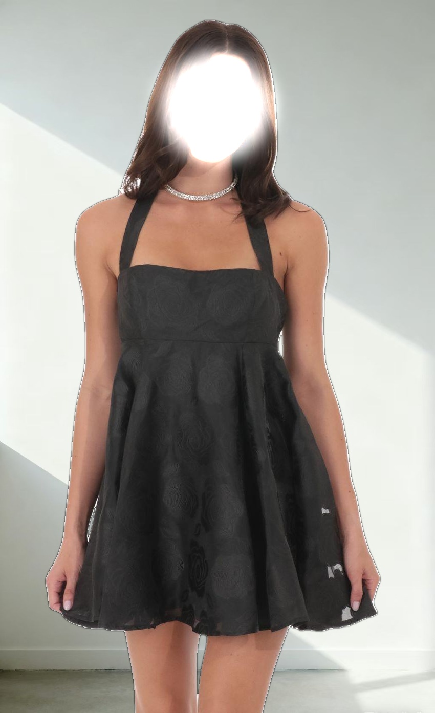 Floral Flare Babydoll Dress in Black