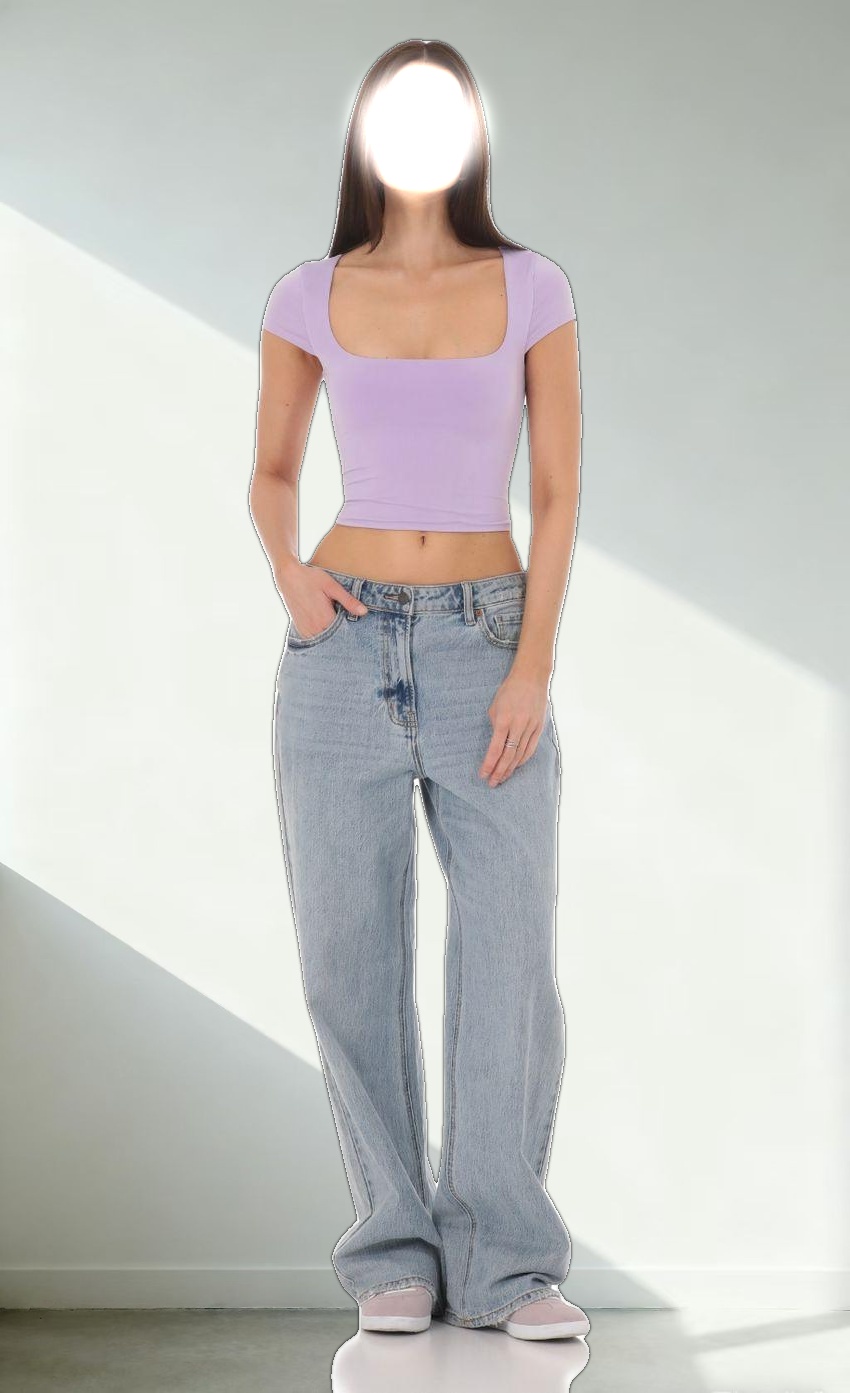 Short Sleeve Crop Top in Lavender