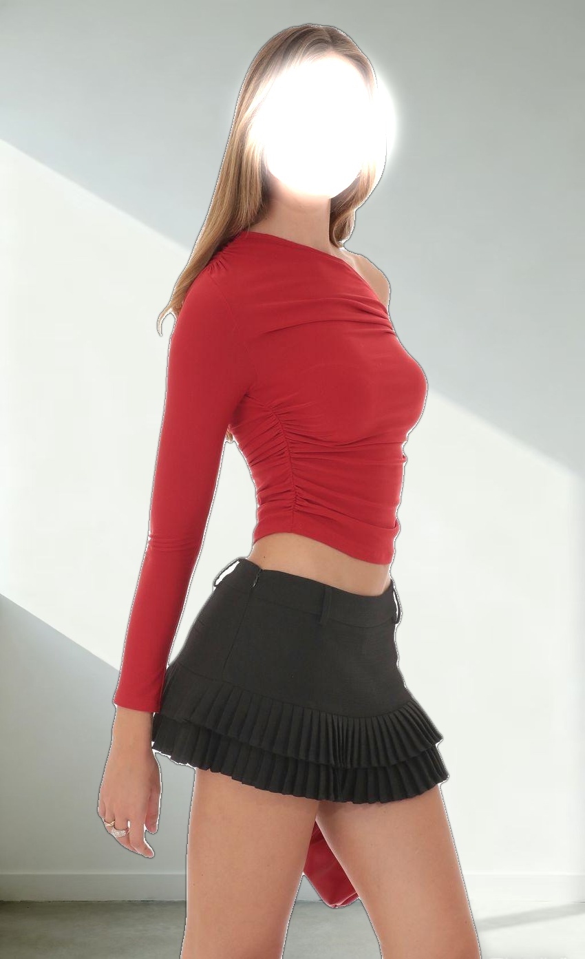 Pleated Ruffle Skort in Black