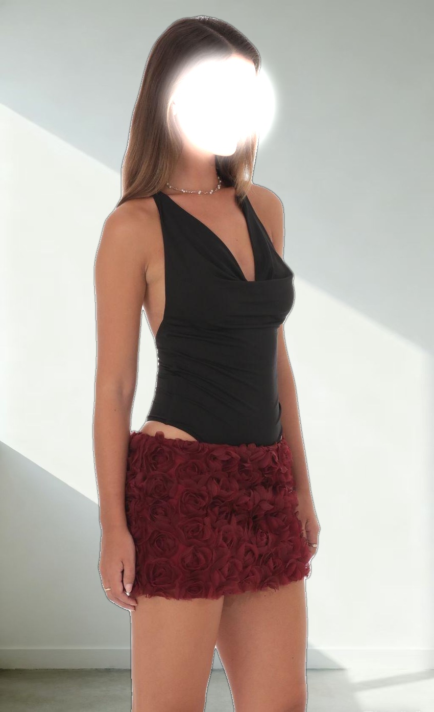 Cowl Neck Bodysuit in Black