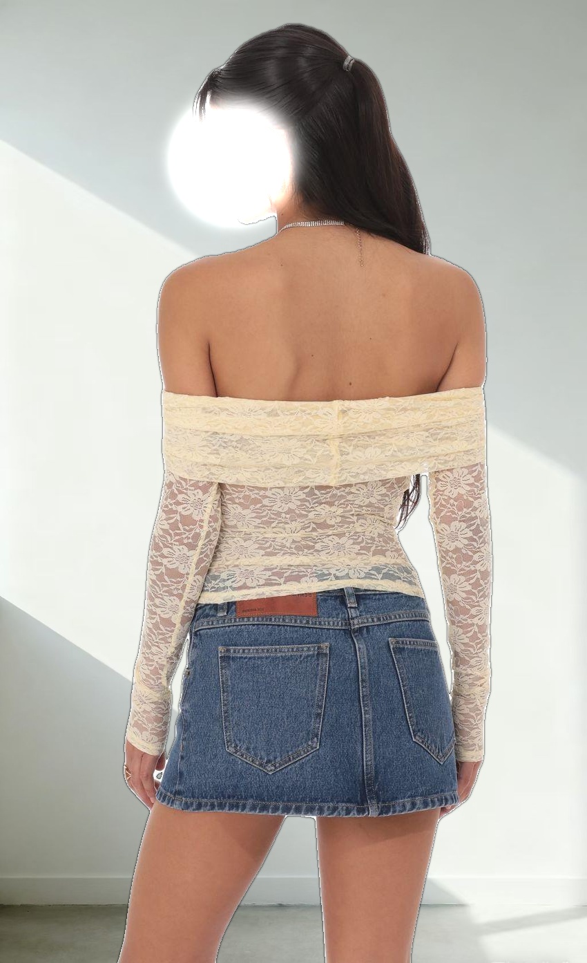 Lace Off Shoulder Top in Yellow