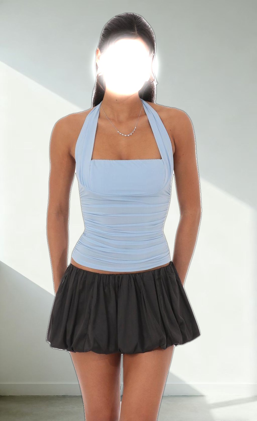 Satin Bubble Skort in Black