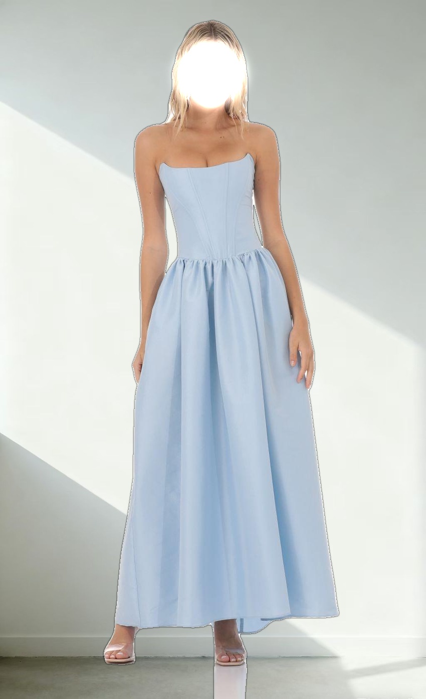 Strapless Corset Gown in Blue