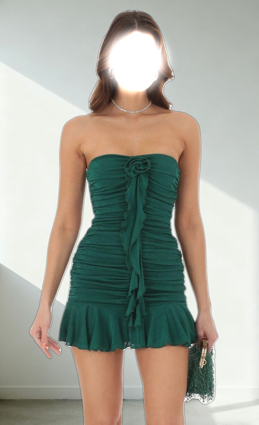 Flower Tassel Bodycon Dress in Green