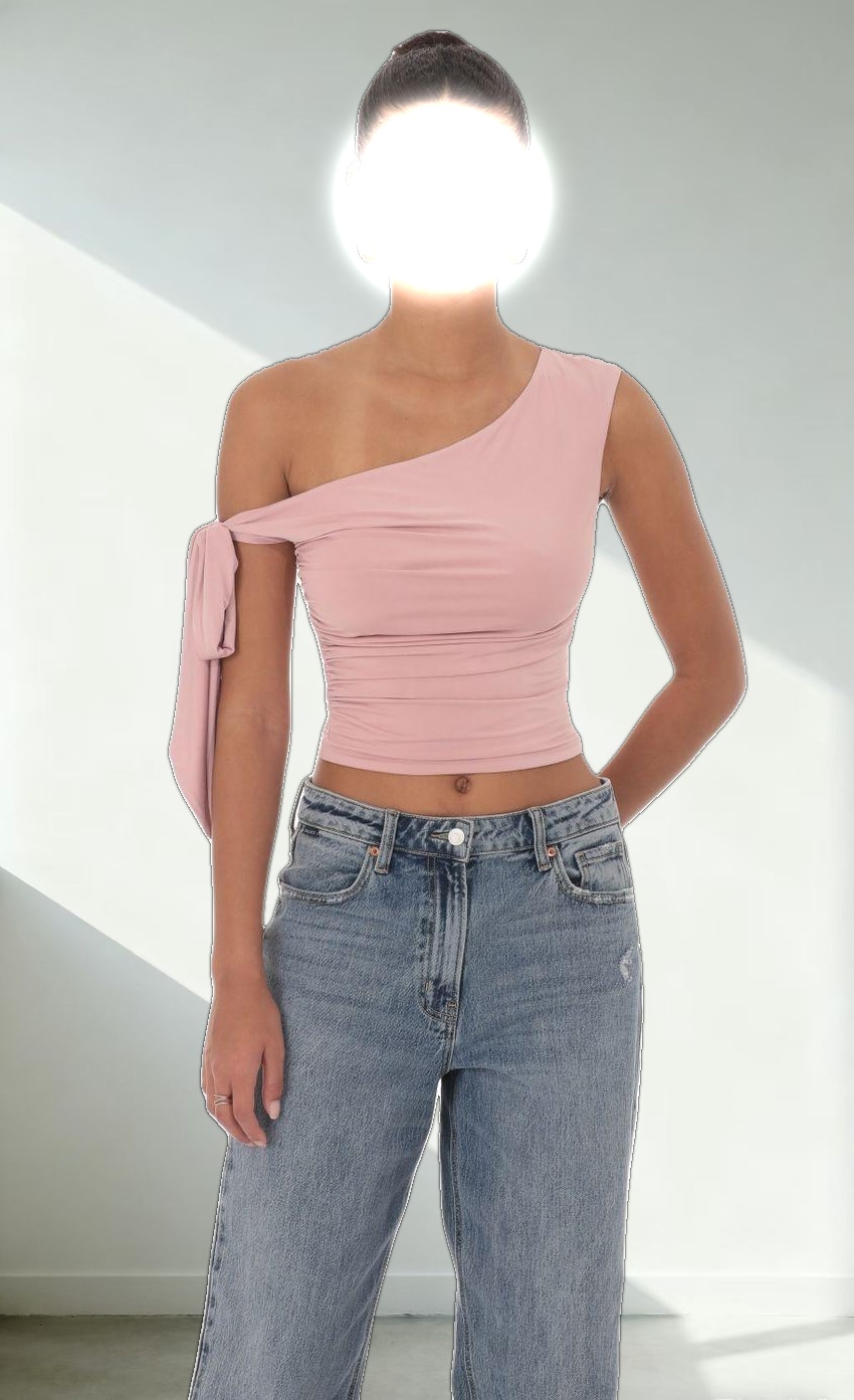 Off Should Tie Sleeve in Mauve Pink