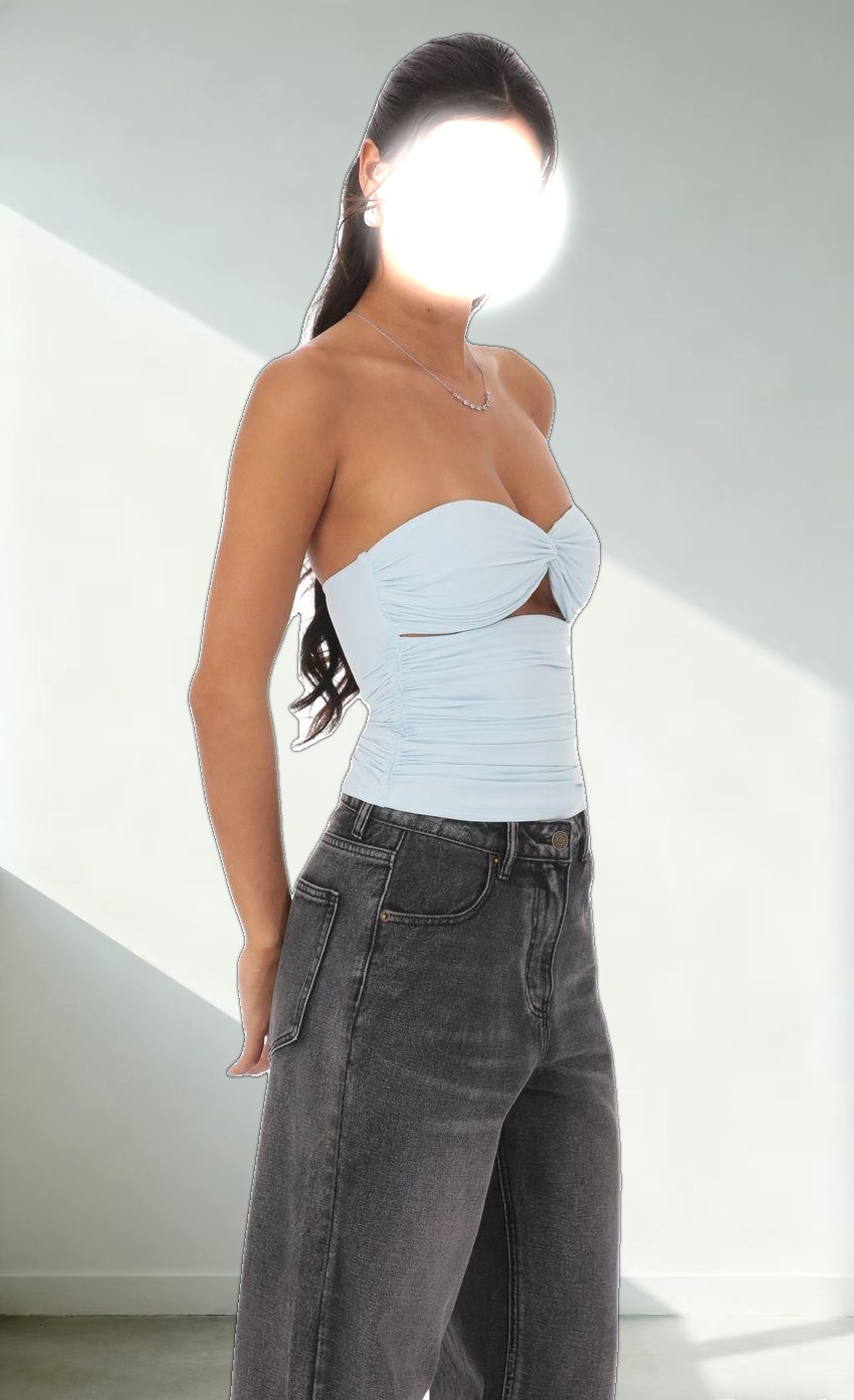 Two Piece Cutout Top in Light Blue