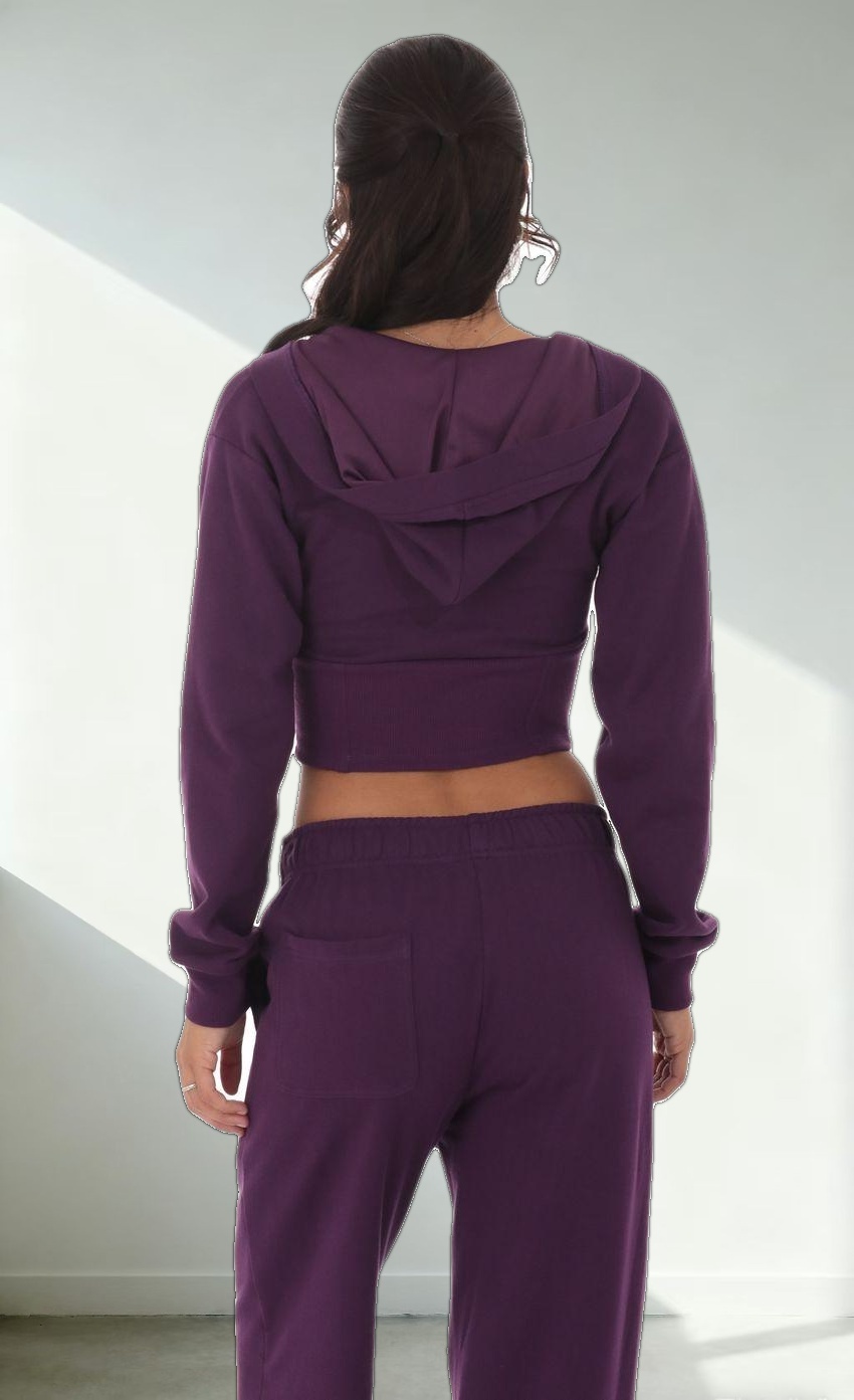 Cropped Pointed Hoodie in Purple