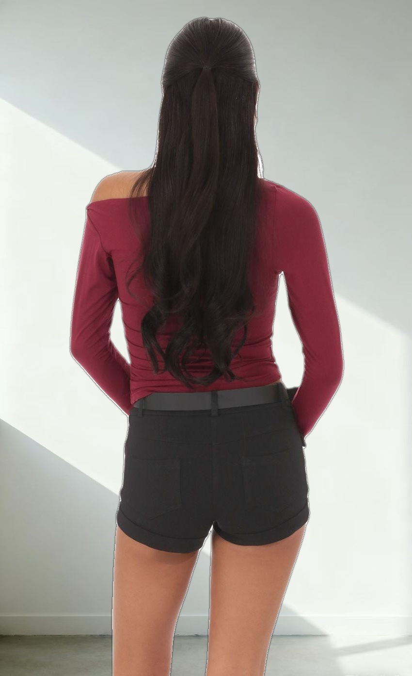 Silver Belted Hardware Shorts in Black