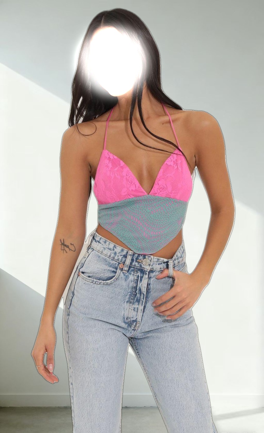 Crop Top in Pink Multi