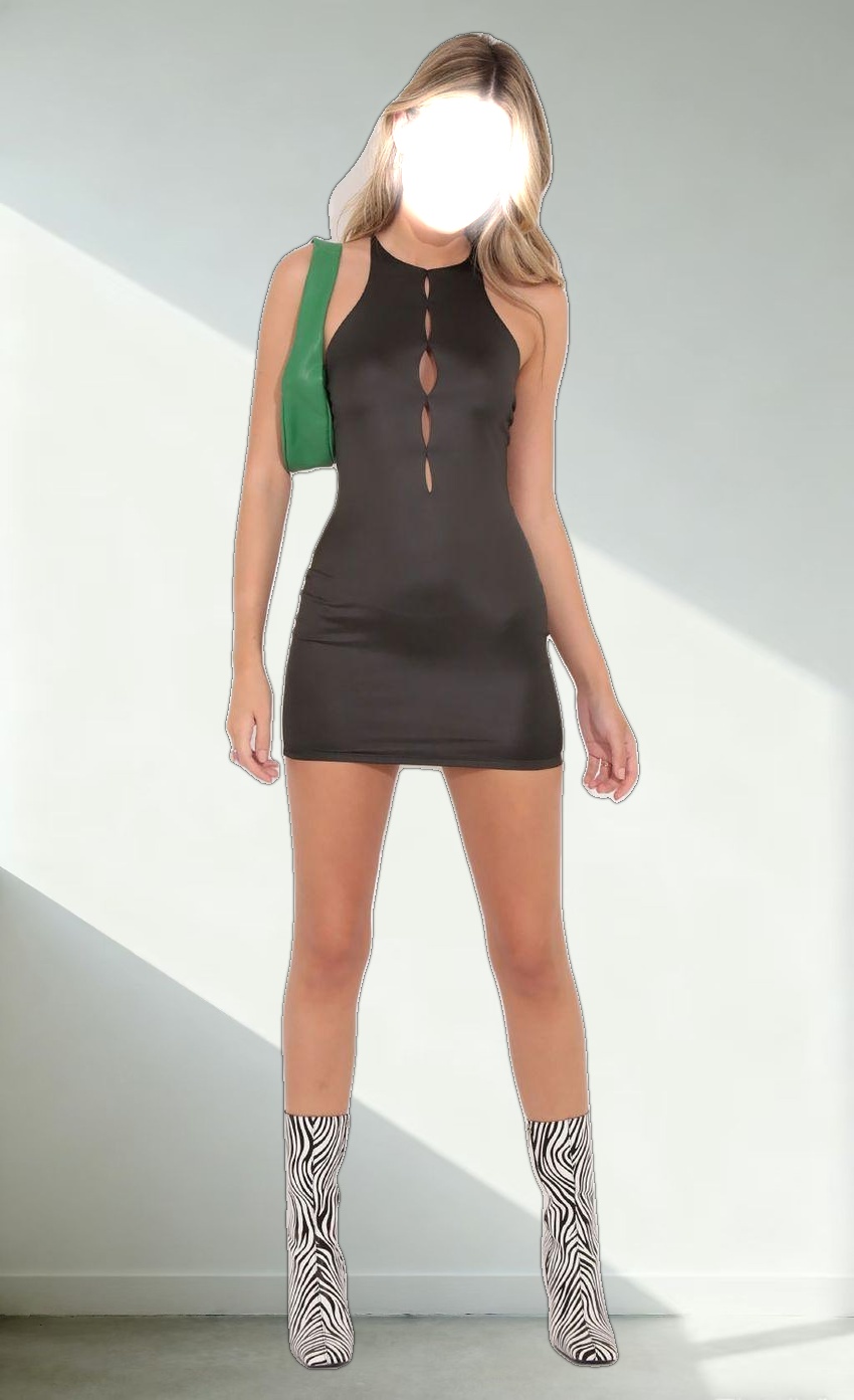 Cutout Bodycon Dress in Black