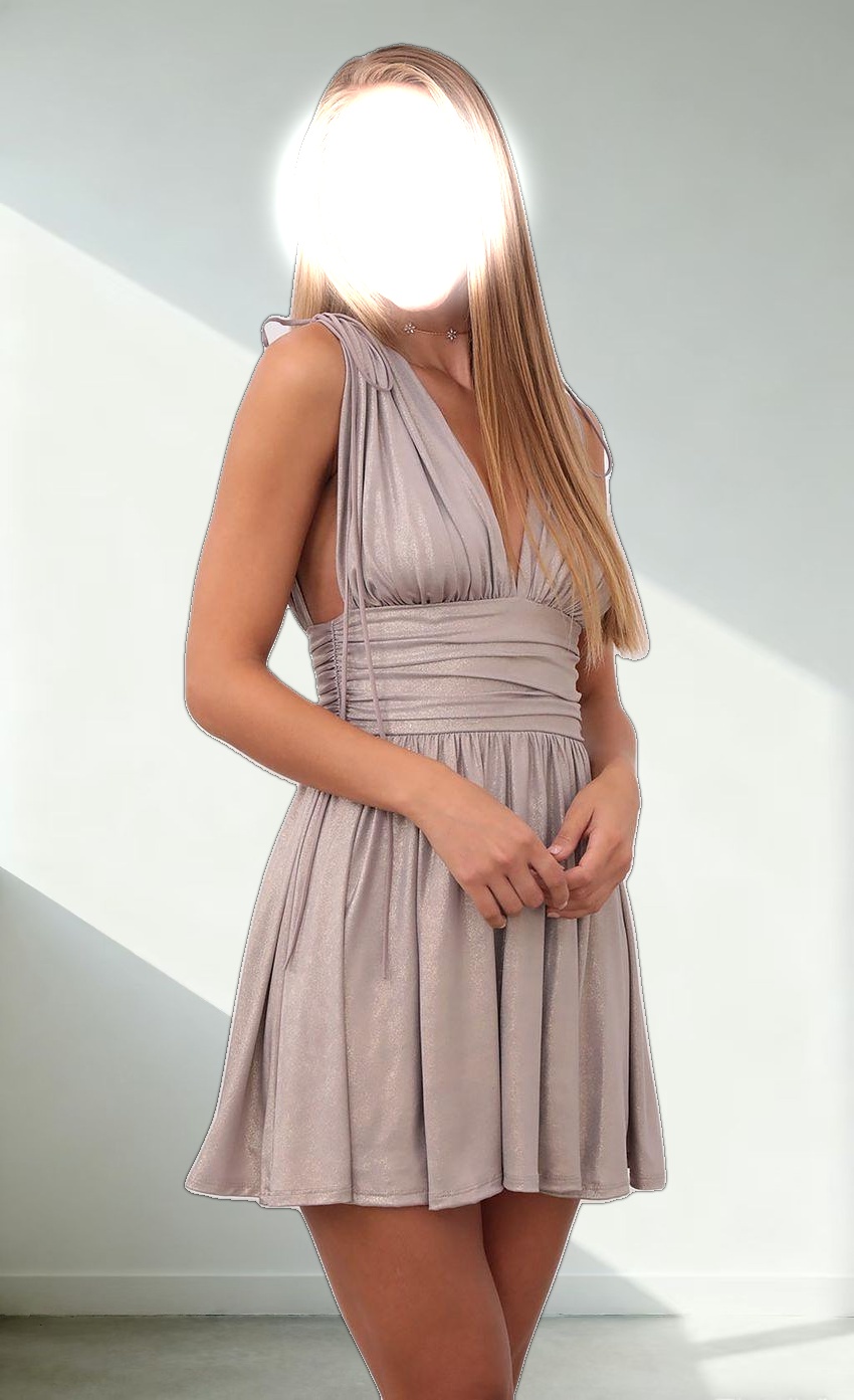 Fit and Flare Dress in Grey Shimmer