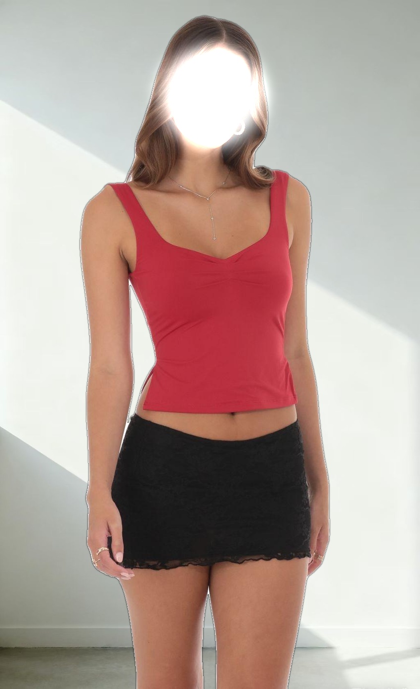 Side Slit Top in Red