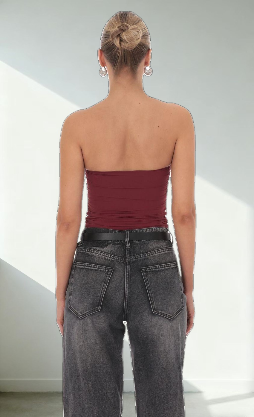 Embellished Tube Top in Burgundy