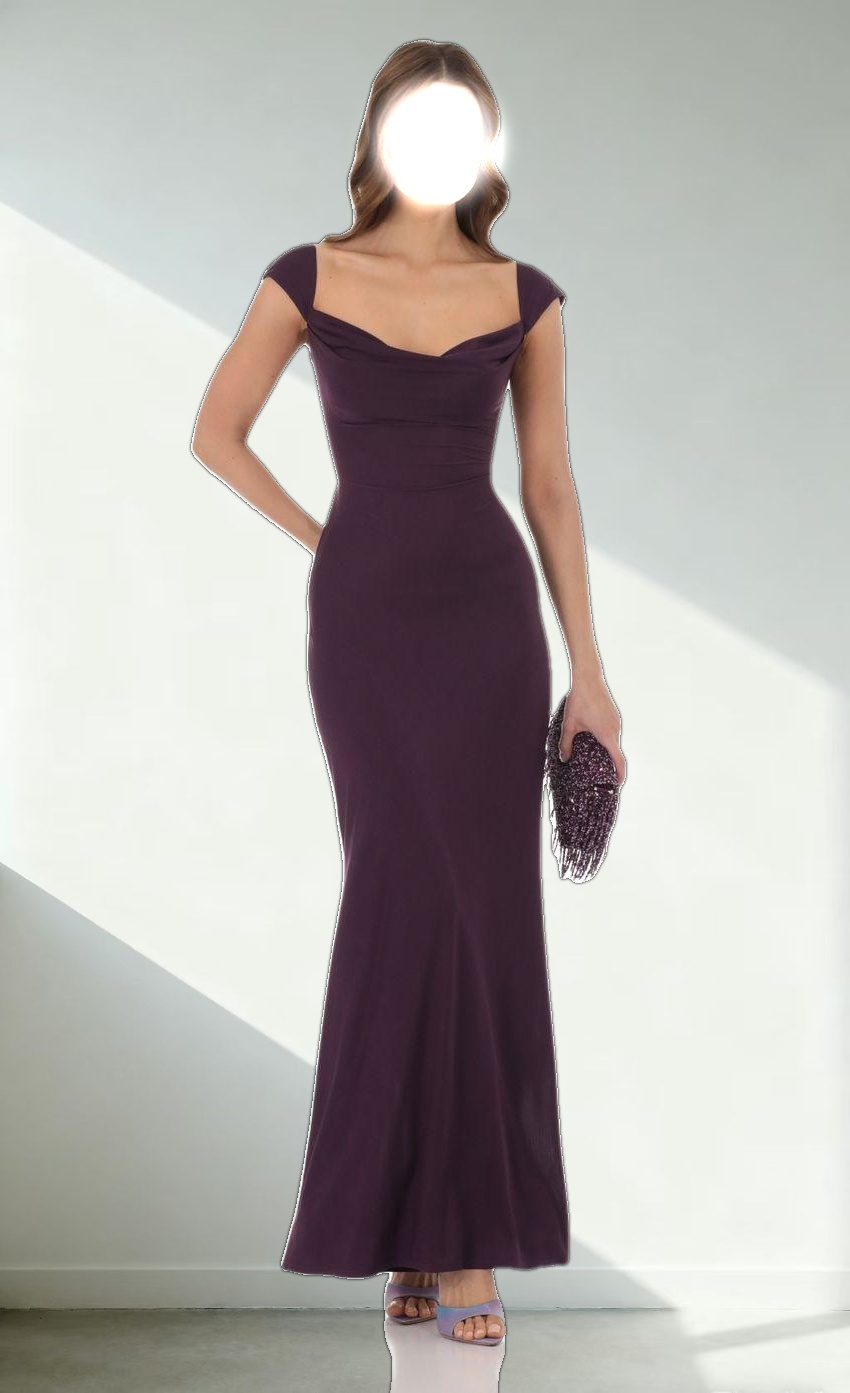 Strappy Cowl Neck Maxi Dress in Purple