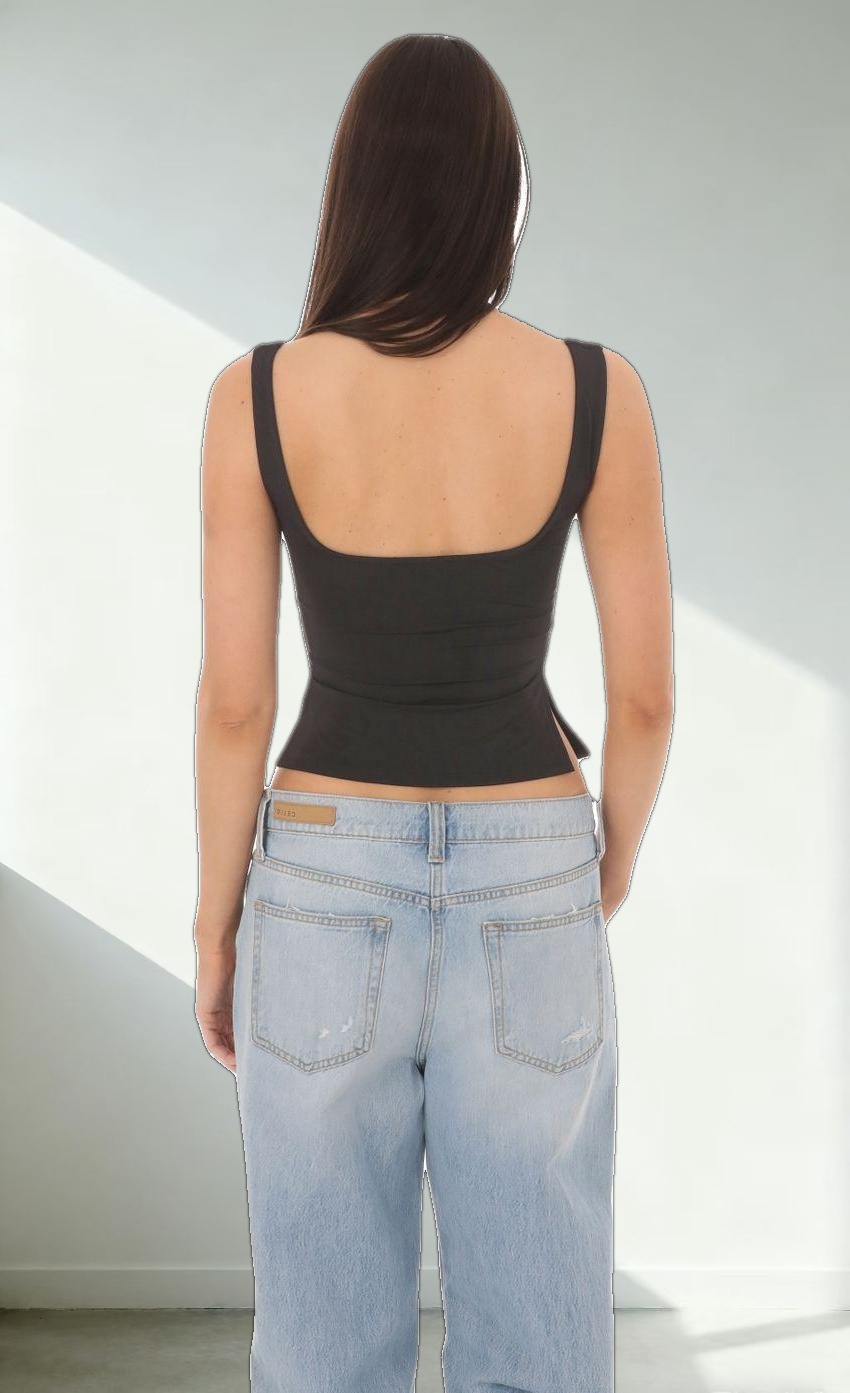 Side Slit Top in Black