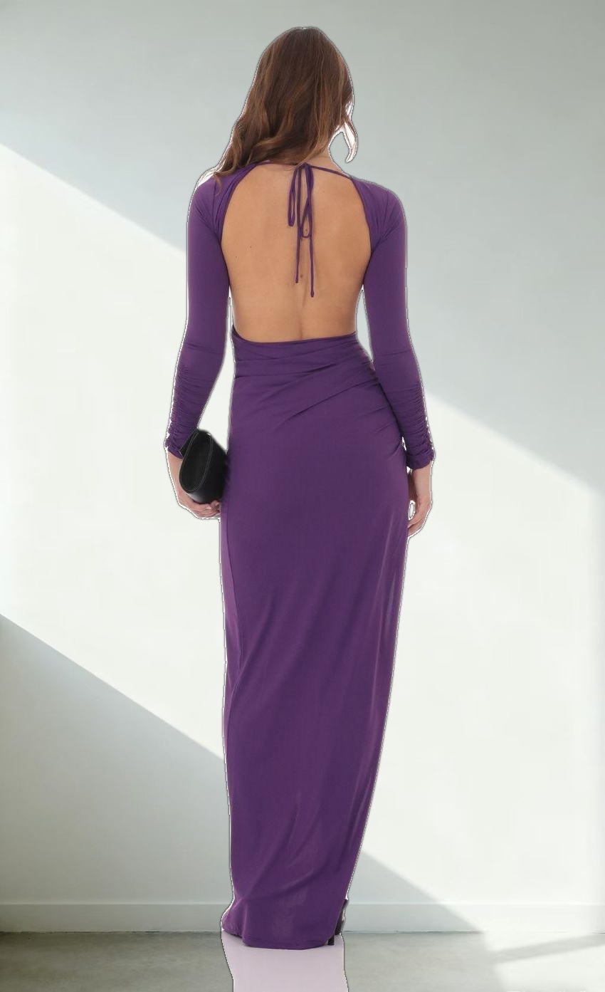 Open Back Maxi Dress in Purple