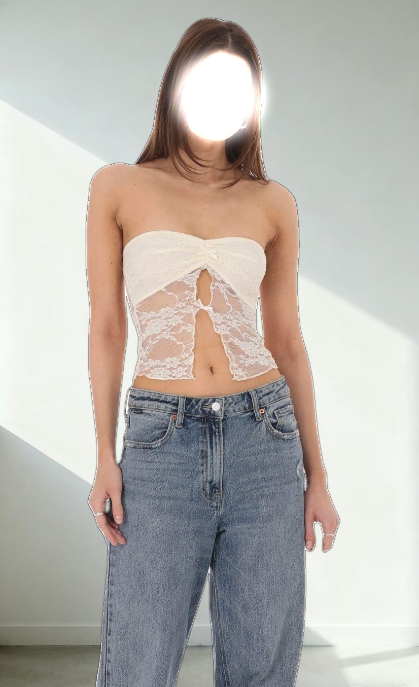 Strapless Lace Top in Cream