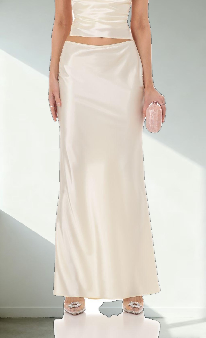 Satin Slip Two Piece Set in Ivory