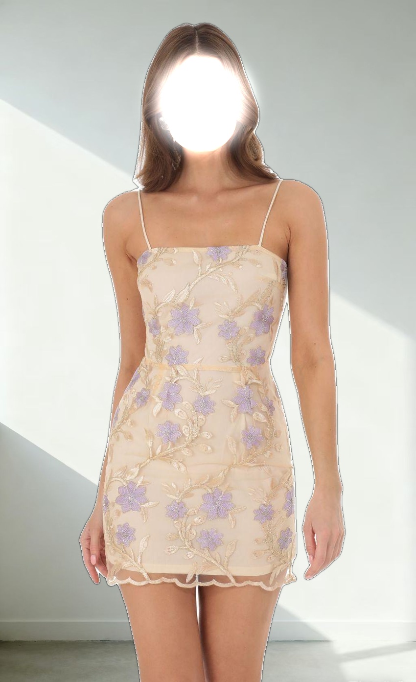 Gold Floral Mesh Dress