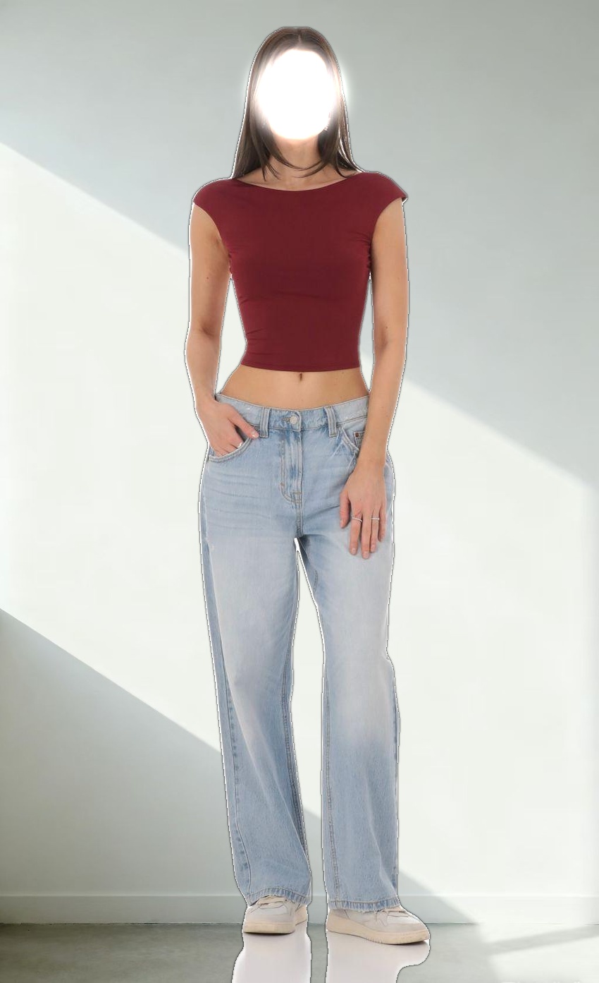 High Neck Open Back Top in Maroon