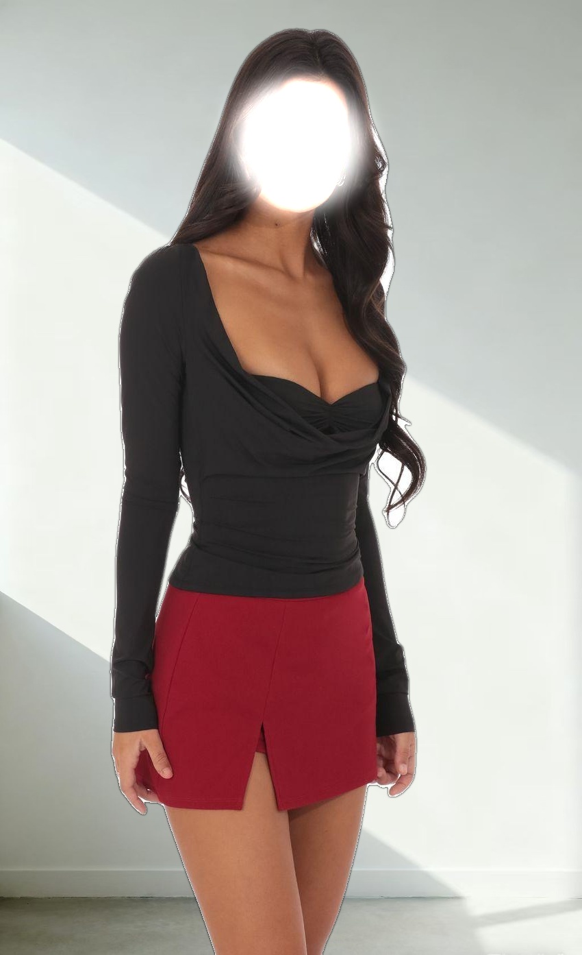 Side Slit Mini Skort in Maroon