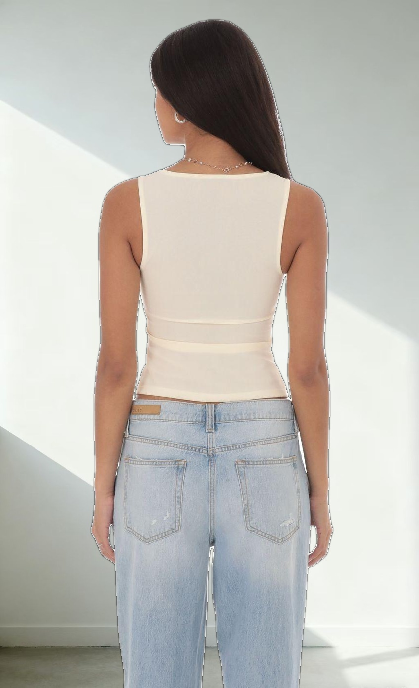 Double Bow Top in Cream