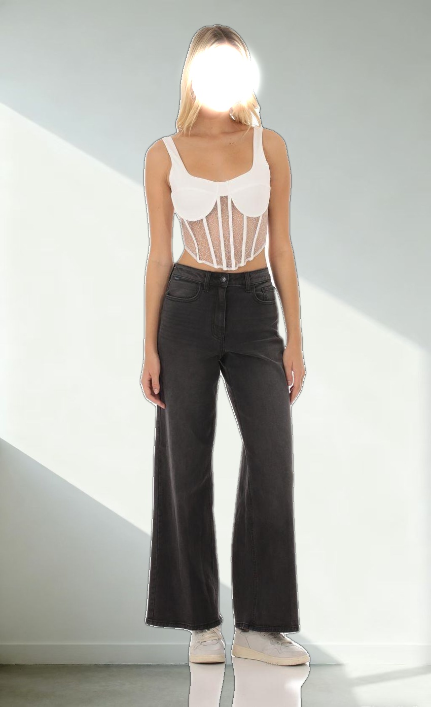 Sheer Lace Corset Top in White