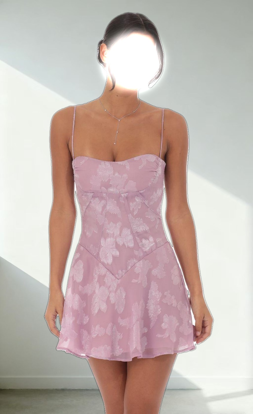 Textured Floral A-line Dress in Lilac