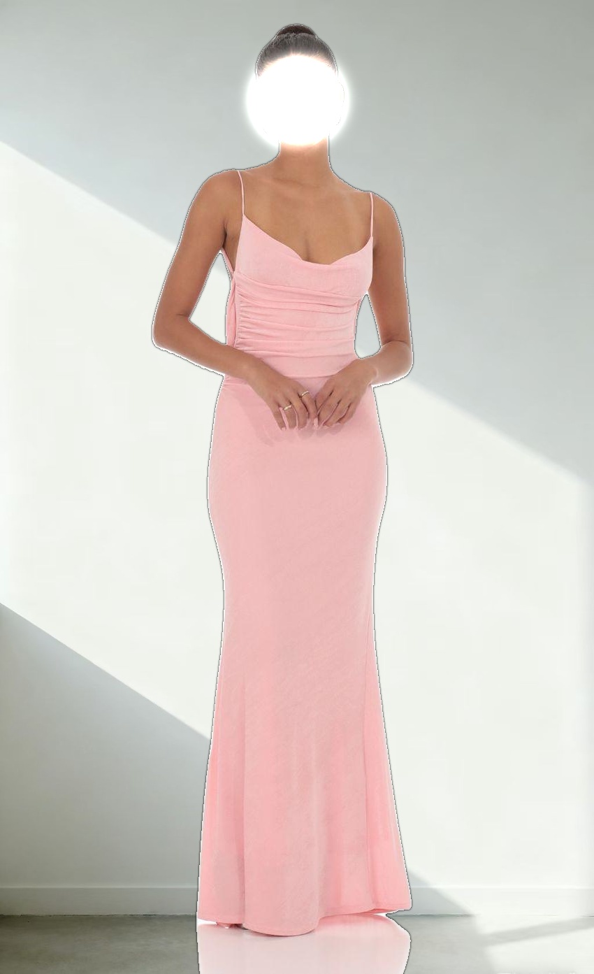 Lace Open Back Maxi Dress in Pink