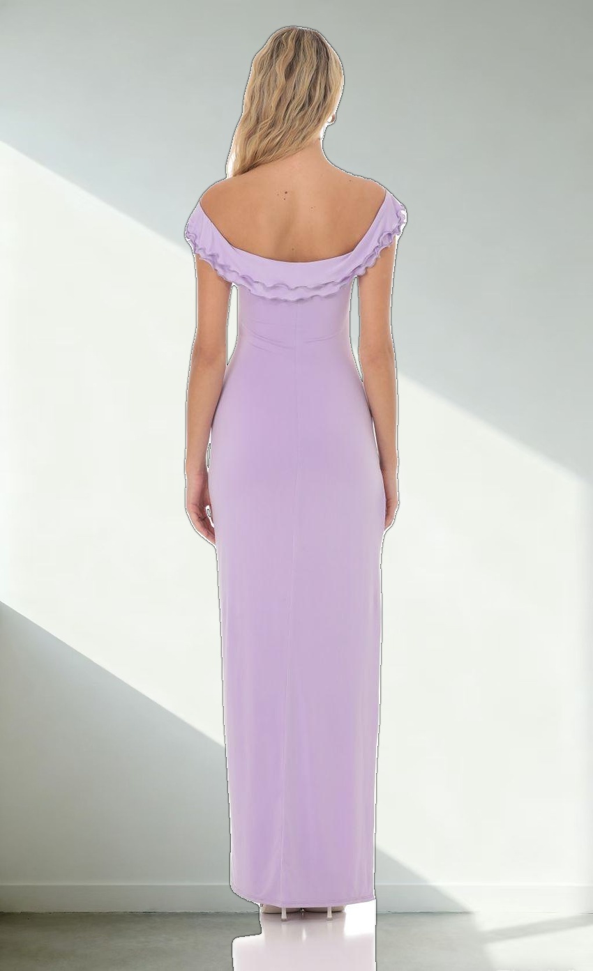 Off Shoulder Twist Maxi Dress in Lavender