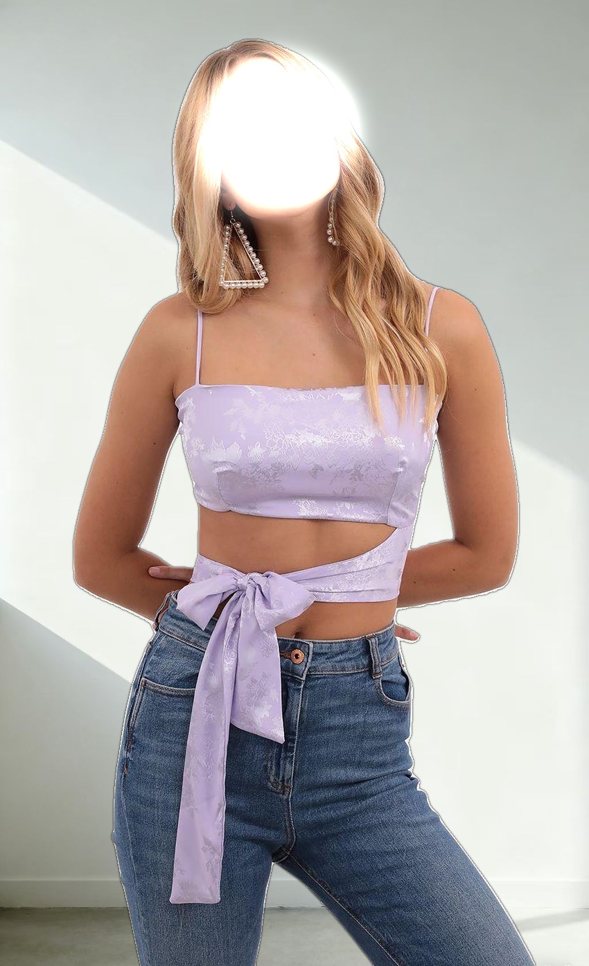 Jacquard Wrap Top in Lavender
