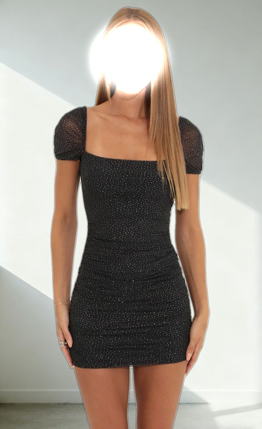 Ruched Bodycon Dress in Black